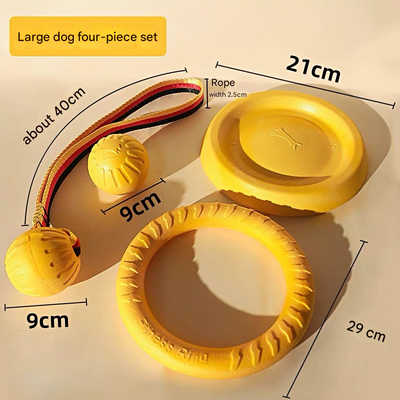 EVA Dog Toy Set - 4-Piece Interactive Play Kit for Large Dogs with Floating Disc, Pull Ring, Chew Ball & Tug V888-ELOSUNG48081