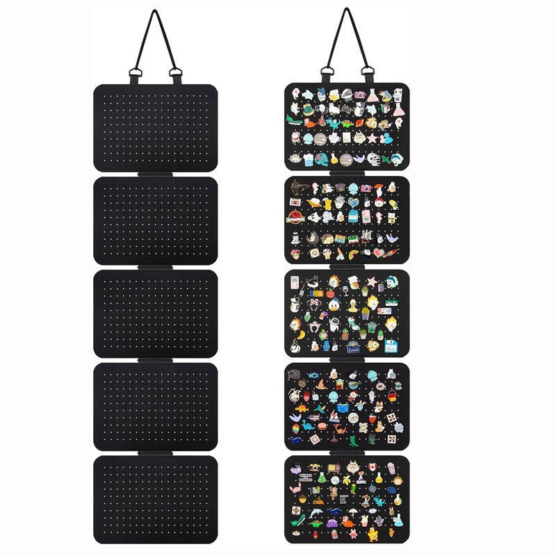 Black Pin Storage Hanging Organizer - 5-Piece Removable Felt Board Display Rack for Brooches, Badges & V888-ELOSUNG48083