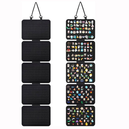 Black Pin Storage Hanging Organizer - 5-Piece Removable Felt Board Display Rack for Brooches, Badges & V888-ELOSUNG48083