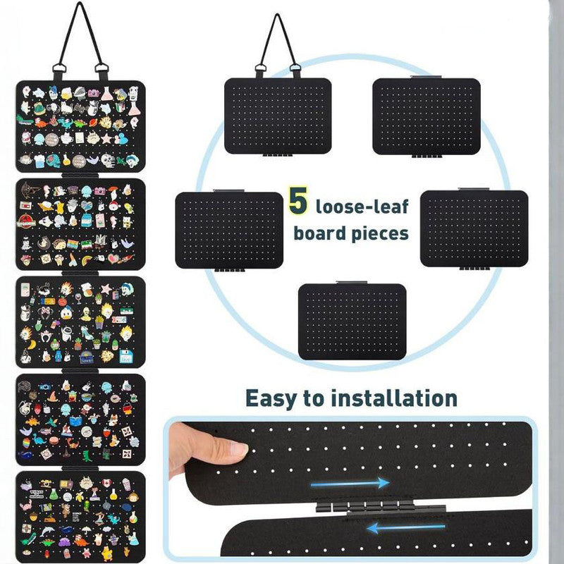 Black Pin Storage Hanging Organizer - 5-Piece Removable Felt Board Display Rack for Brooches, Badges & V888-ELOSUNG48083