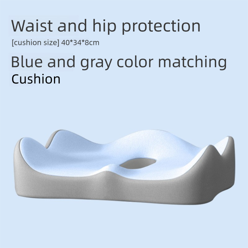 Blue Ergonomic Memory Foam Seat Cushion - Coccyx Relief for Office, Car and Long Sitting V888-ELOSUNG48084