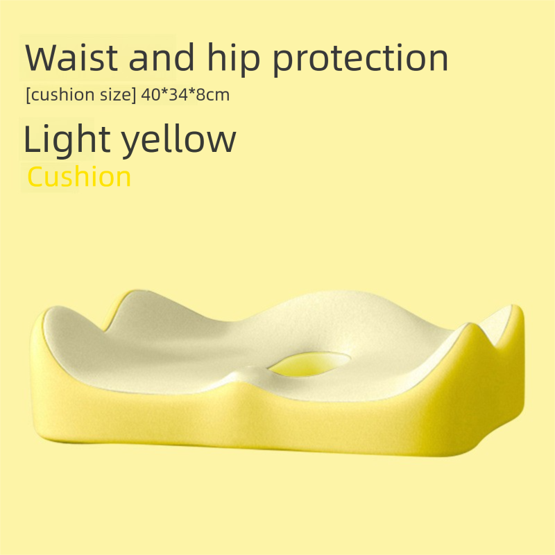 Yellow Ergonomic Memory Foam Seat Cushion - Coccyx Relief for Office, Car and Long Sitting V888-ELOSUNG48085