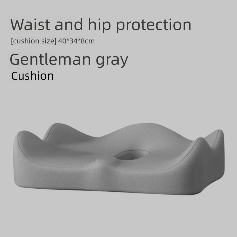 Grey Ergonomic Memory Foam Seat Cushion - Coccyx Relief for Office, Car and Long Sitting V888-ELOSUNG48086