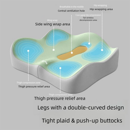 Two-tone grey Ergonomic Memory Foam Seat Cushion - Coccyx Relief for Office, Car and Long Sitting V888-ELOSUNG48088