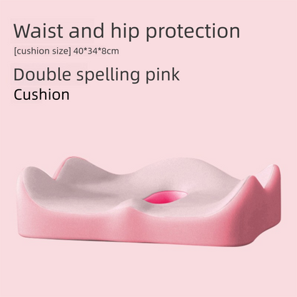 Double-tone pink Ergonomic Memory Foam Seat Cushion - Coccyx Relief for Office, Car and Long Sitting V888-ELOSUNG48090
