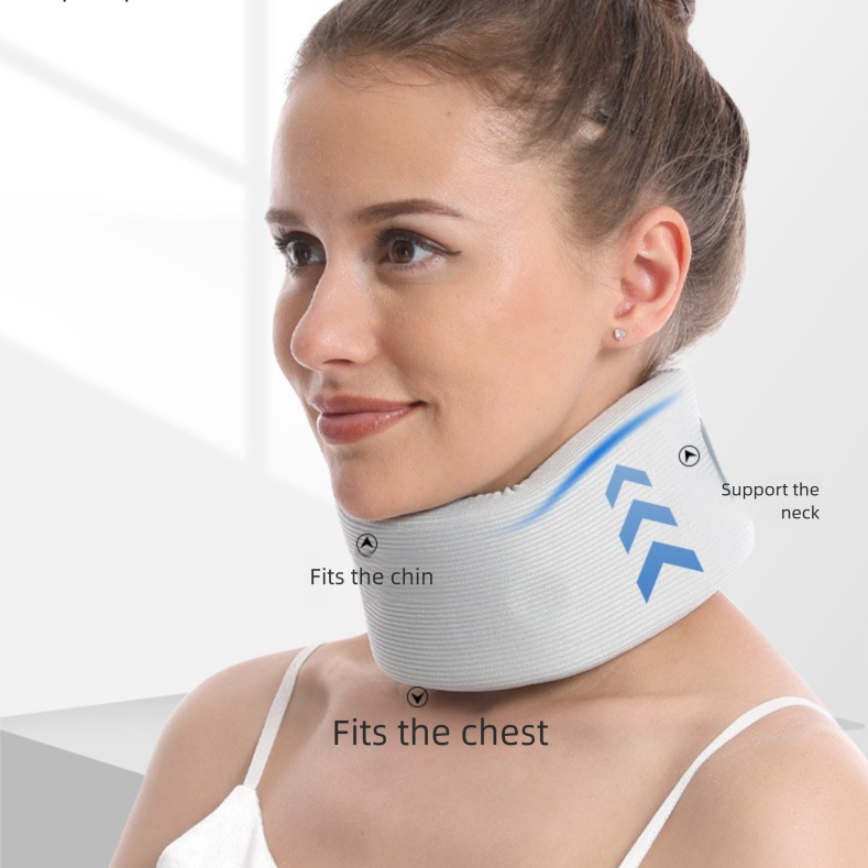 Black Neck Support Brace for Posture Correction - Cervical Collar with Cooling Fabric and Adjustable Fit for V888-ELOSUNG48094