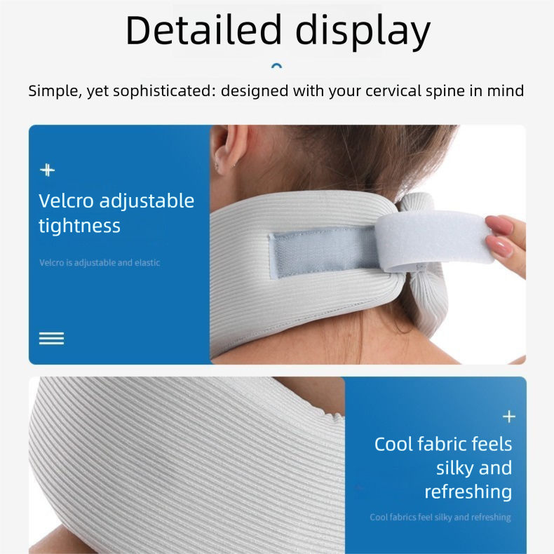 Black Neck Support Brace for Posture Correction - Cervical Collar with Cooling Fabric and Adjustable Fit for V888-ELOSUNG48094