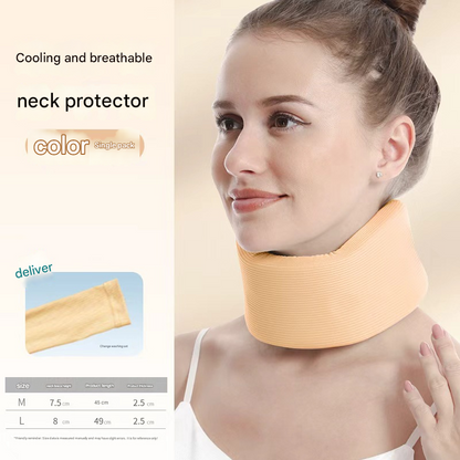 Skin color Neck Support Brace for Posture Correction - Cervical Collar with Cooling Fabric and Adjustable Fit V888-ELOSUNG48095