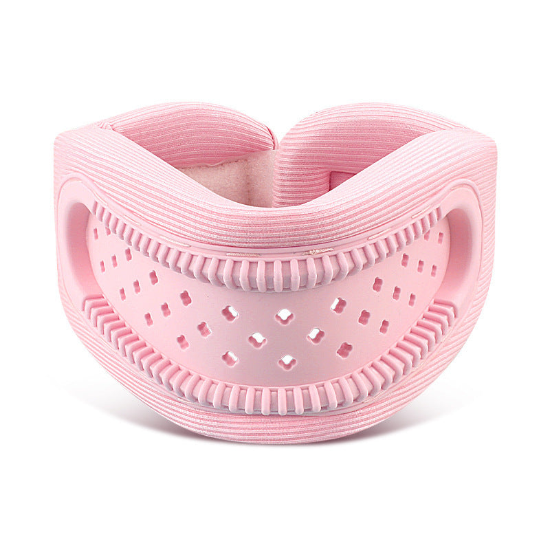 Pink Hollow Neck Support Brace - Ergonomic Cervical Collar with Breathable Design for Posture Correction and V888-ELOSUNG48097