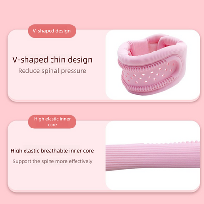 Pink Hollow Neck Support Brace - Ergonomic Cervical Collar with Breathable Design for Posture Correction and V888-ELOSUNG48097