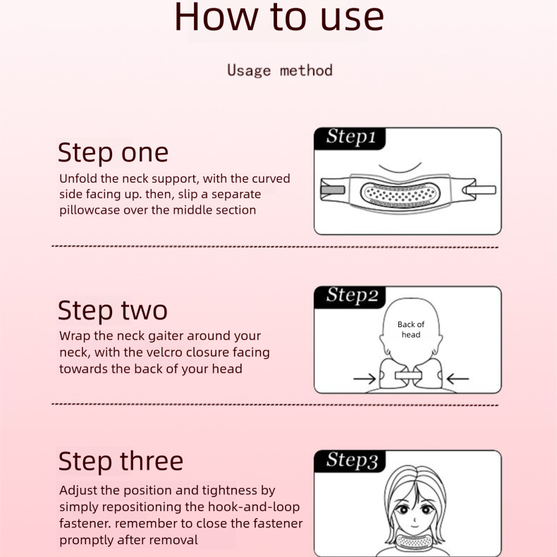 Pink Hollow Neck Support Brace - Ergonomic Cervical Collar with Breathable Design for Posture Correction and V888-ELOSUNG48097