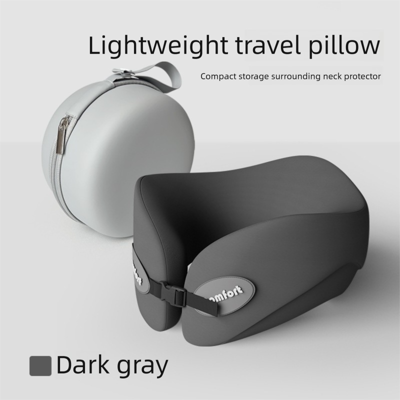 Dark gray Memory Foam U-Shaped Travel Neck Pillow - Ergonomic Support for Airplane, Car, and Office Use V888-ELOSUNG48107