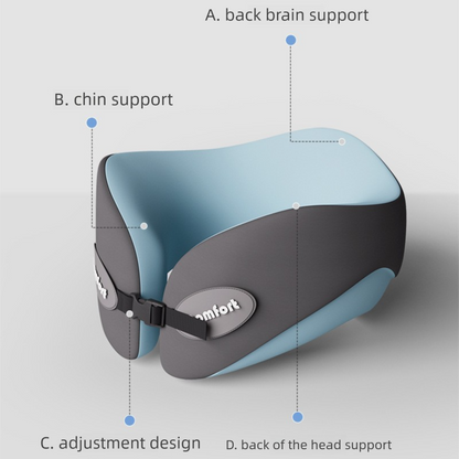 Dark gray Memory Foam U-Shaped Travel Neck Pillow - Ergonomic Support for Airplane, Car, and Office Use V888-ELOSUNG48107