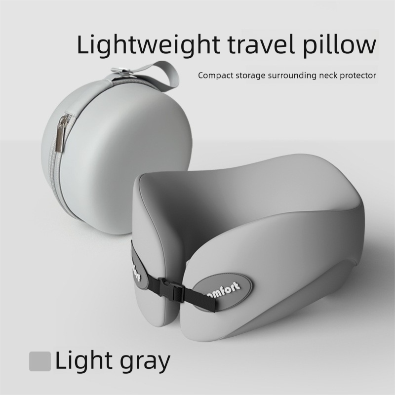 Light gray Memory Foam U-Shaped Travel Neck Pillow - Ergonomic Support for Airplane, Car, and Office Use V888-ELOSUNG48108