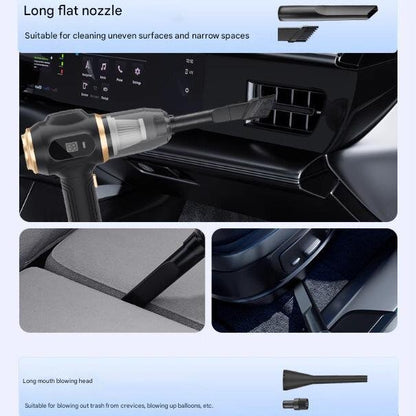 Black Portable Wireless Car Vacuum Cleaner - Powerful Suction for Car and Home Use with Dual-Function Air V888-ELOSUNG48113
