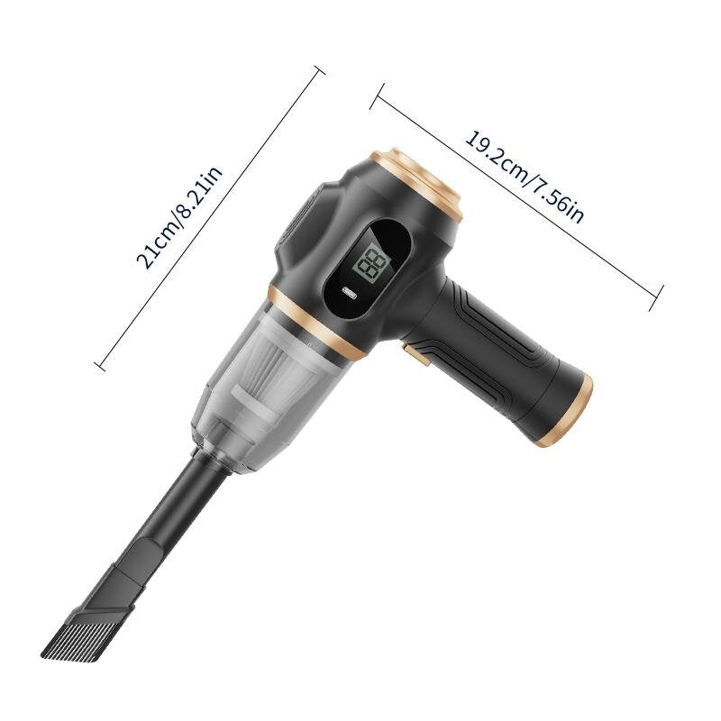 Black Portable Wireless Car Vacuum Cleaner - Powerful Suction for Car and Home Use with Dual-Function Air V888-ELOSUNG48113