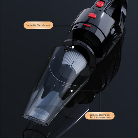 Black Portable Cordless Vacuum Cleaner - High-Power Lithium Battery with Strong Suction for Car and Home Use V888-ELOSUNG48115