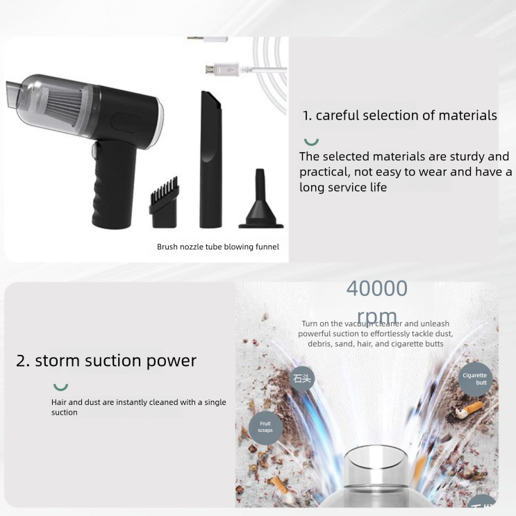 Pink High-Power Cordless Handheld Vacuum Cleaner - Compact, Rechargeable, and Portable for Home, Car, and V888-ELOSUNG48122