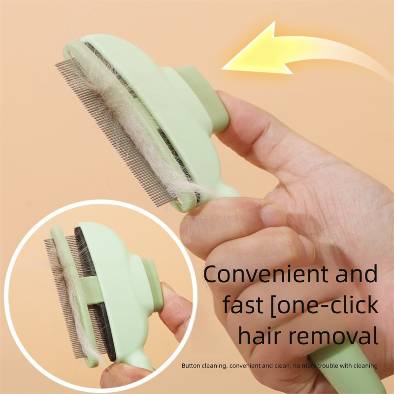 2-Pack Self-Cleaning Pet Grooming Comb with Stainless Steel Teeth, ABS Handle for Dogs and Cats - Easy Hair V888-ELOSUNG48135