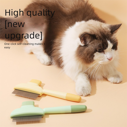 2-Pack Self-Cleaning Pet Grooming Comb with Stainless Steel Teeth, ABS Handle for Dogs and Cats - Easy Hair V888-ELOSUNG48135