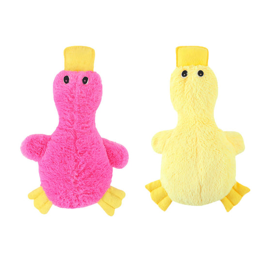 2-Pack Pink and yellow Plush Duck Dog Toy with Sound, Soft Fur and Squeaker for Teething & Dental Care - V888-ELOSUNG48138
