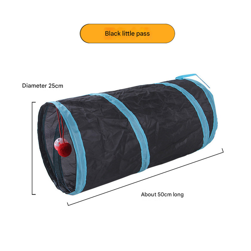 Black Little Pass Cat Tunnel Play Set with Collapsible Design, Interactive Ball & Durable Fabric - Ideal for V888-ELOSUNG48139