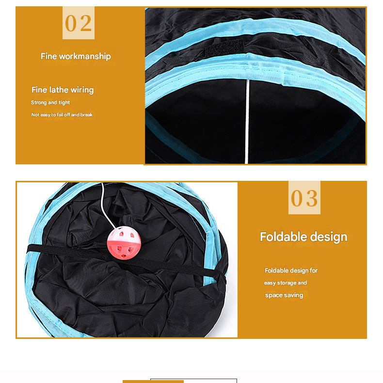 Black S-Pass Cat Tunnel Play Set with Collapsible Design, Interactive Ball & Durable Fabric - Ideal for V888-ELOSUNG48140