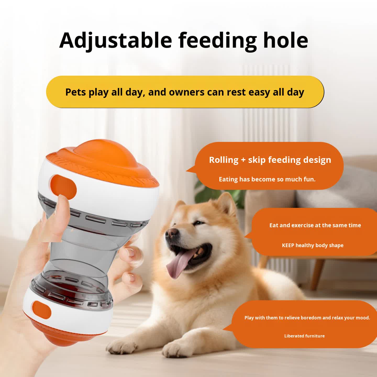 3-Pack Interactive Feeder Toy for Dogs and Cats with Slow Feeding Design, Durable ABS Material - Ideal for V888-ELOSUNG48150