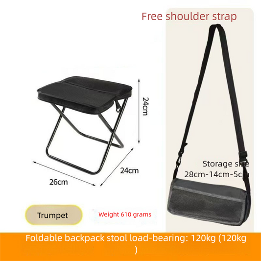 Black Portable Folding Backpack Stool with Carrying Case - Compact, Durable Outdoor Seat for Camping, Hiking, V888-ELOSUNG48175