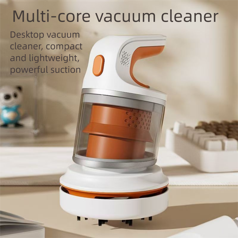Orange Compact Desktop Vacuum Cleaner - Cordless Handheld Dust Remover for Office, Keyboard, Car & Home Use V888-ELOSUNG48179
