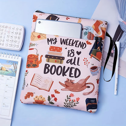 Rainbow Zippered Book Sleeve with Printed Design - Waterproof Protective Cover for Books, Ideal for Readers V888-ELOSUNG48183