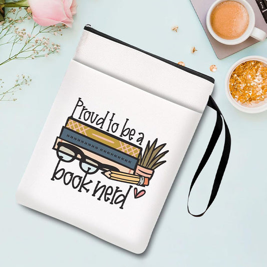 Book nerd Zippered Book Sleeve with Printed Design - Waterproof Protective Cover for Books, Ideal for Readers V888-ELOSUNG48184
