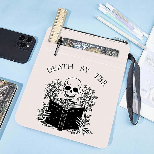 White Skeleton Zippered Book Sleeve with Printed Design - Waterproof Protective Cover for Books, Ideal for V888-ELOSUNG48187