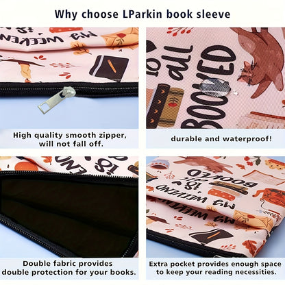 White Skeleton Zippered Book Sleeve with Printed Design - Waterproof Protective Cover for Books, Ideal for V888-ELOSUNG48187