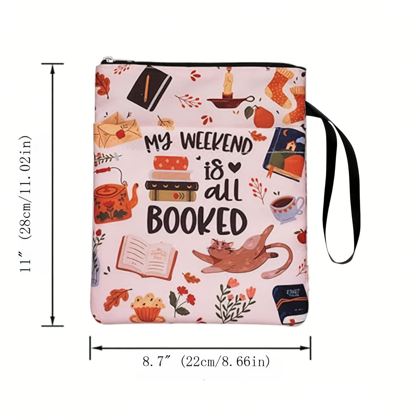 White Skeleton Zippered Book Sleeve with Printed Design - Waterproof Protective Cover for Books, Ideal for V888-ELOSUNG48187
