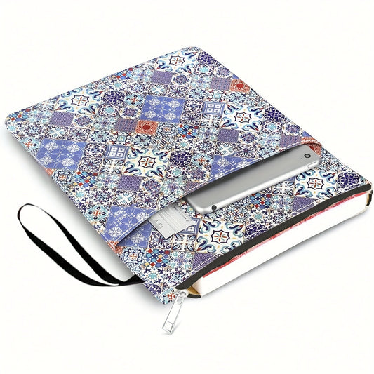 Bohemian check Zippered Book Sleeve with Printed Design - Waterproof Protective Cover for Books, Ideal for V888-ELOSUNG48190