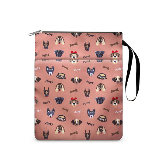 Dog Zippered Book Sleeve with Printed Design - Waterproof Protective Cover for Books, Ideal for Readers and V888-ELOSUNG48194