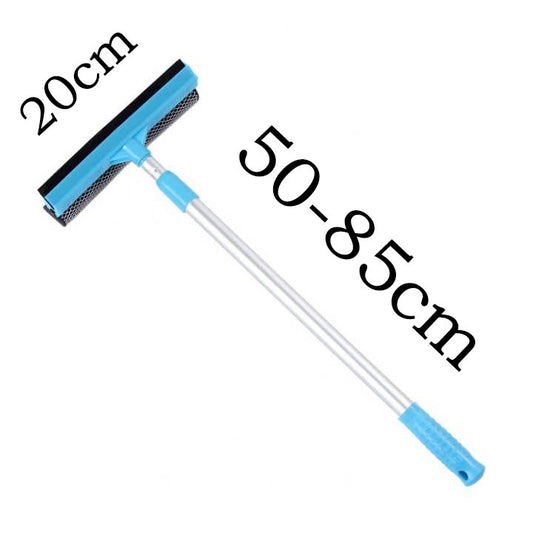Blue Home Window Cleaner - Adjustable Aluminum Alloy Glass Scraper with Dual-Sided Sponge and Rubber Blade, V888-ELOSUNG48220