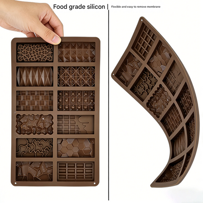 2-Piece Dubai Rectangle Chocolate Silicone Mold Set - Food-Grade, Easy Release, Heat-Resistant Baking Molds V888-ELOSUNG48222