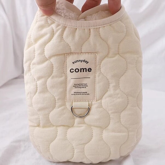 Beige Winter Dog Vest for Small and Medium Breeds - Thickened Warm Quilted Coat with Soft Fleece Lining, V888-ELOSUNG48231