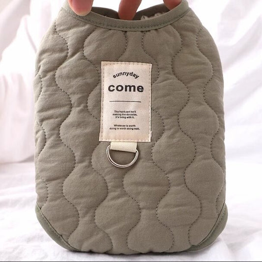 Green Winter Dog Vest for Small and Medium Breeds - Thickened Warm Quilted Coat with Soft Fleece Lining, V888-ELOSUNG48235
