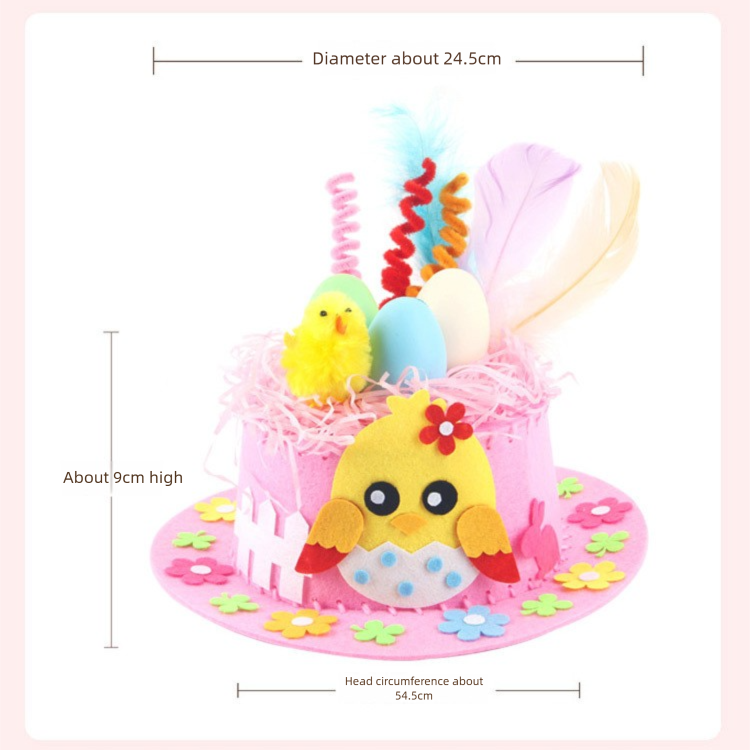 Pink DIY Easter Hat Craft Kit - Kids' Handmade Decoration Set with Accessories for Easter Parties, School V888-ELOSUNG48242