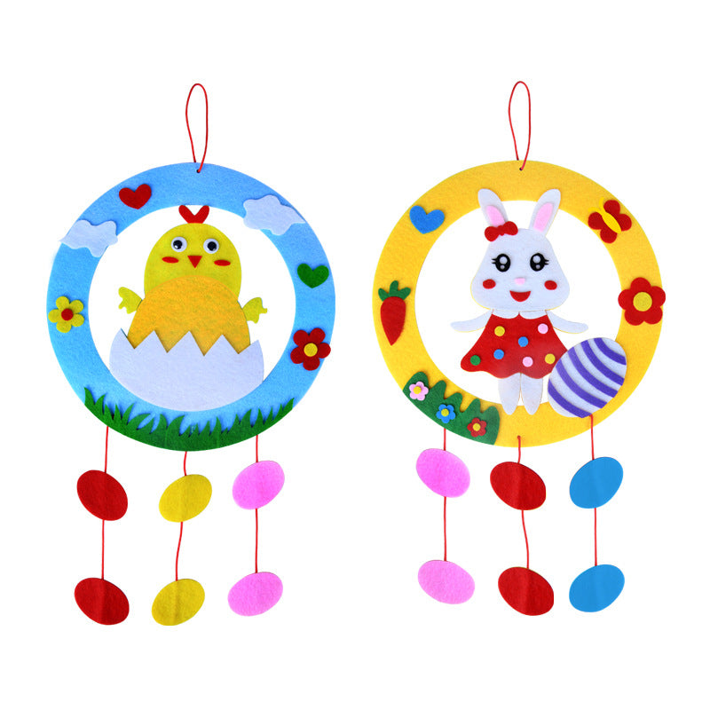 2-Piece Easter Kids Craft Decoration Set - DIY Hanging Ornaments Featuring Bunny and Chick Designs V888-ELOSUNG48248