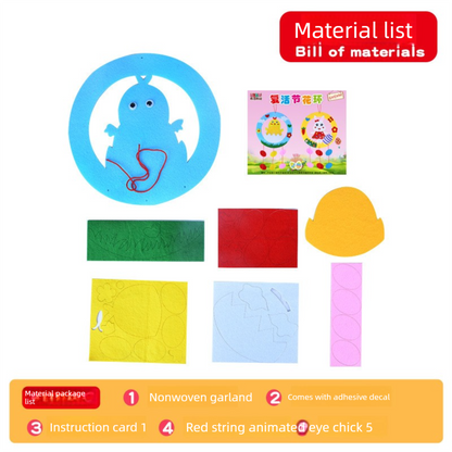 2-Piece Easter Kids Craft Decoration Set - DIY Hanging Ornaments Featuring Bunny and Chick Designs V888-ELOSUNG48248