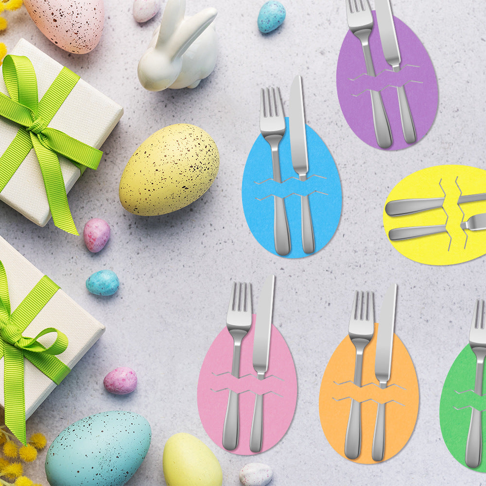 Rabbit 18-Piece Easter Cutlery Holders Set - 3 Identical Sets of 6, Festive Tableware Decor for Holiday V888-ELOSUNG48251