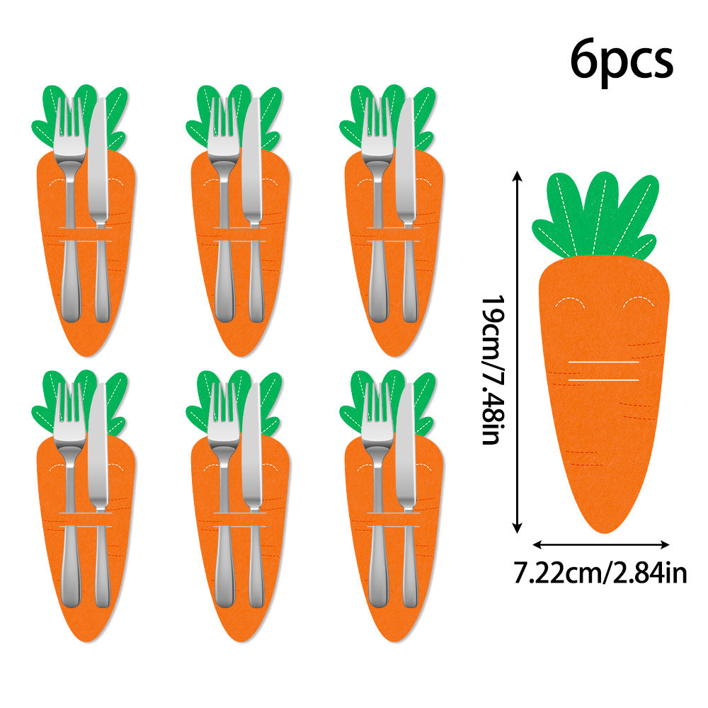 Carrot 18-Piece Easter Cutlery Holders Set - 3 Identical Sets of 6, Festive Tableware Decor for Holiday V888-ELOSUNG48253