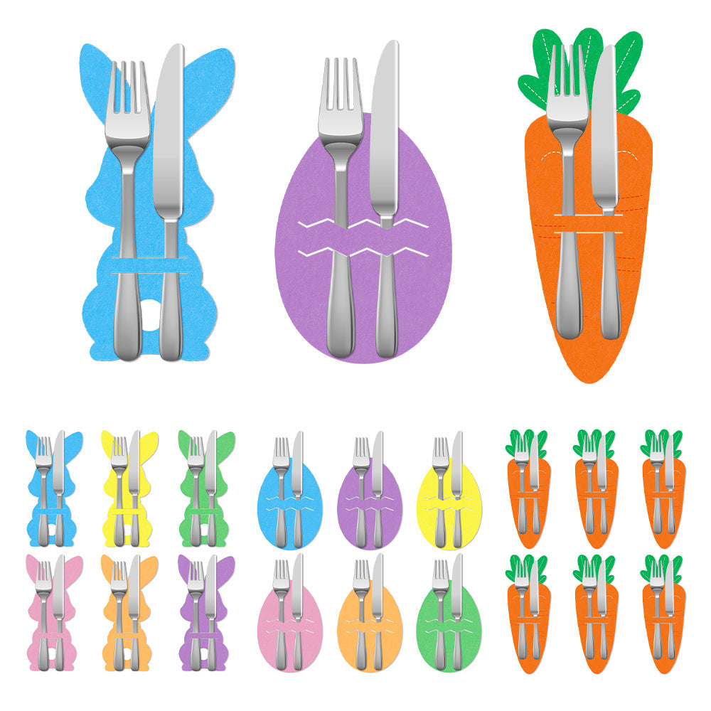 Carrot 18-Piece Easter Cutlery Holders Set - 3 Identical Sets of 6, Festive Tableware Decor for Holiday V888-ELOSUNG48253