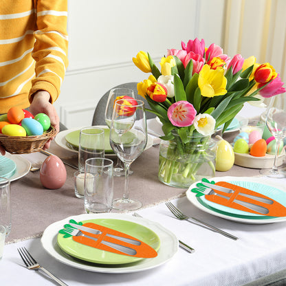 Carrot 18-Piece Easter Cutlery Holders Set - 3 Identical Sets of 6, Festive Tableware Decor for Holiday V888-ELOSUNG48253