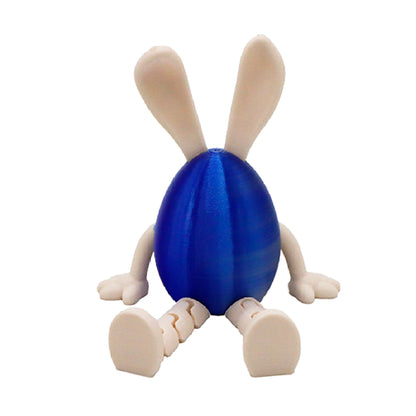 3-Piece Blue-silver gradient Easter Figurine Set - Identical Poseable Egg-Shaped Toys for Holiday Display and V888-ELOSUNG48263