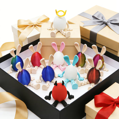 3-Piece Red and blue gradient Easter Figurine Set - Identical Poseable Egg-Shaped Toys for Holiday Display V888-ELOSUNG48264